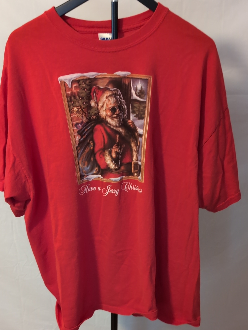 Grateful Dead Jerry Garcia Christmas Shirt 2XL Red Santa Graphic Tee Y2K Reprint